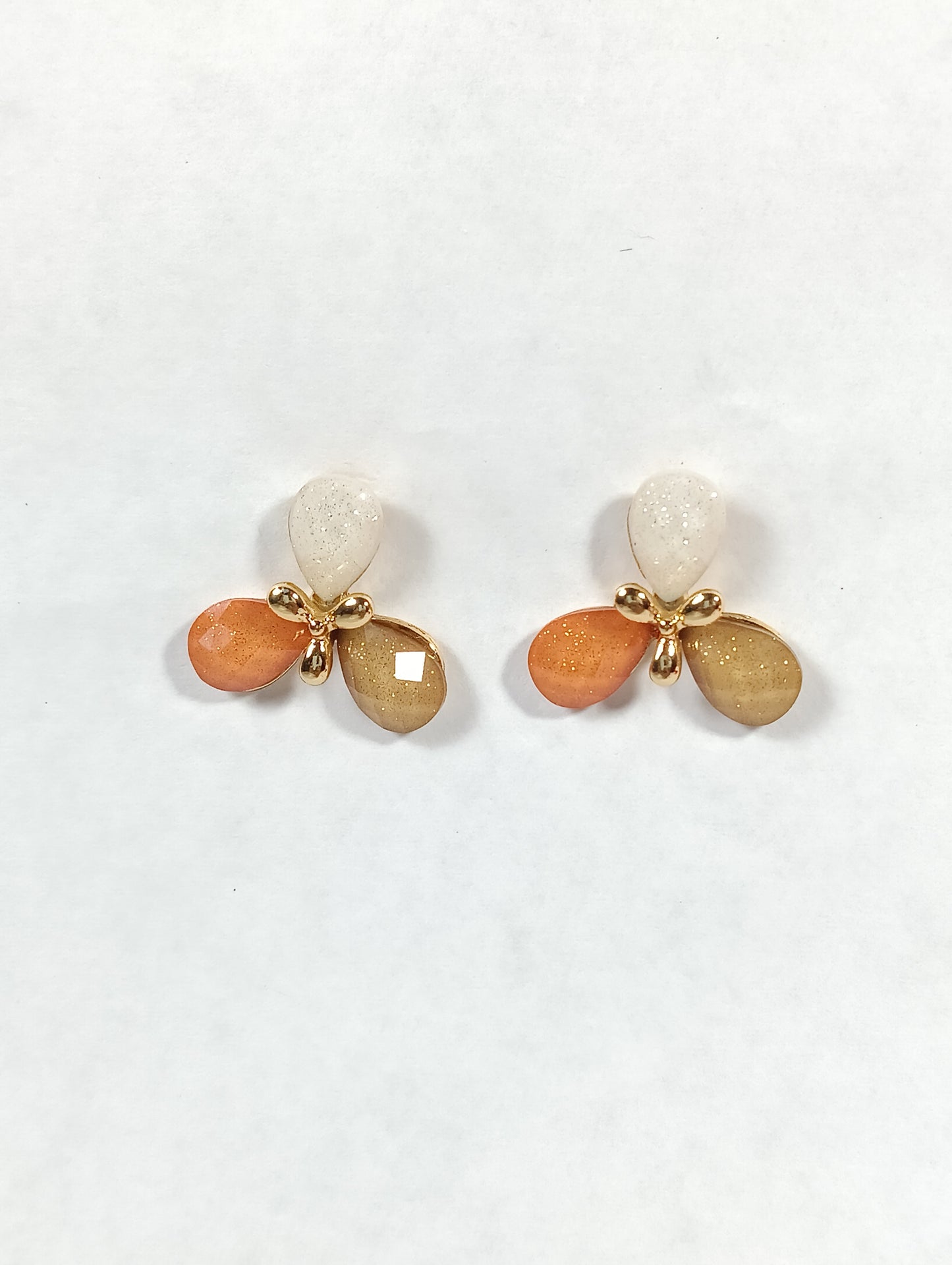 Tri-Stone Sparkling Drop Stud Earrings – Multi-Colored Glitter Stone Jewellery