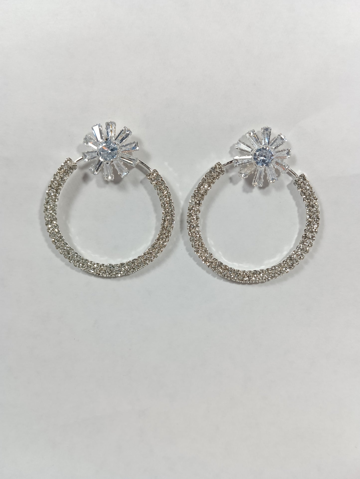 Crystal Bloom Hoop Earrings β Sparkling Diamond-Cut Cocktail Statement Hoops