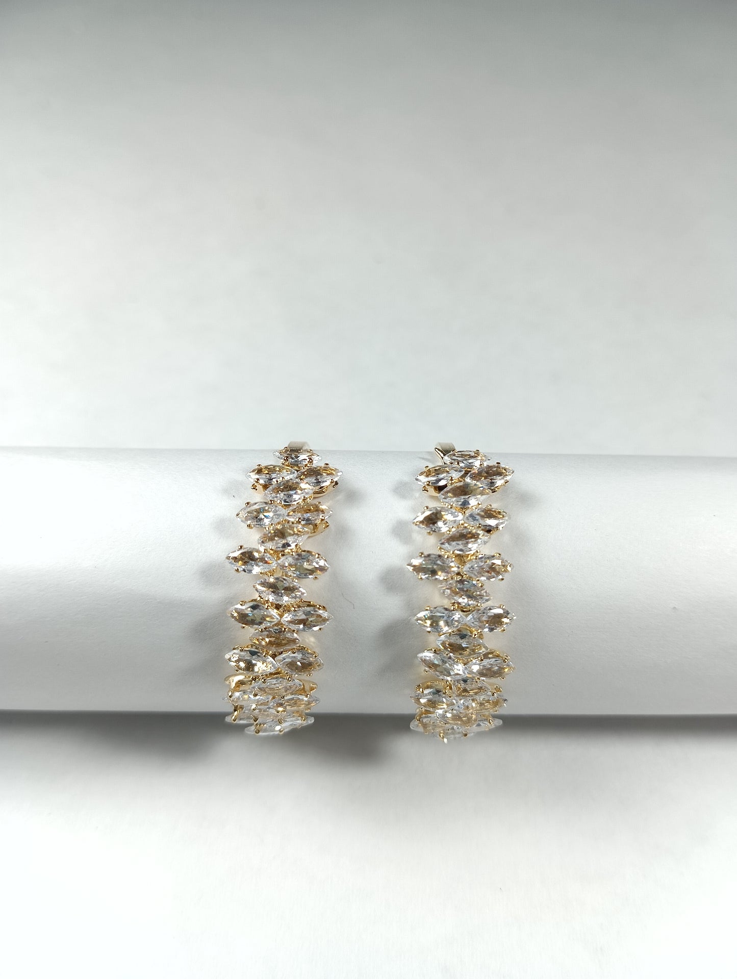 Gold Marquise Crystal Hoop Earrings – Sparkling Marquise CZ Huggies