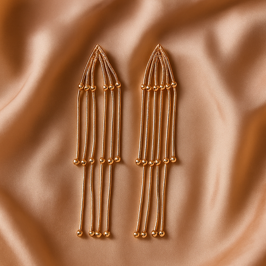 Rose Gold Multi-Strand Chain Drop Earrings – Elegant Lightweight Dangler