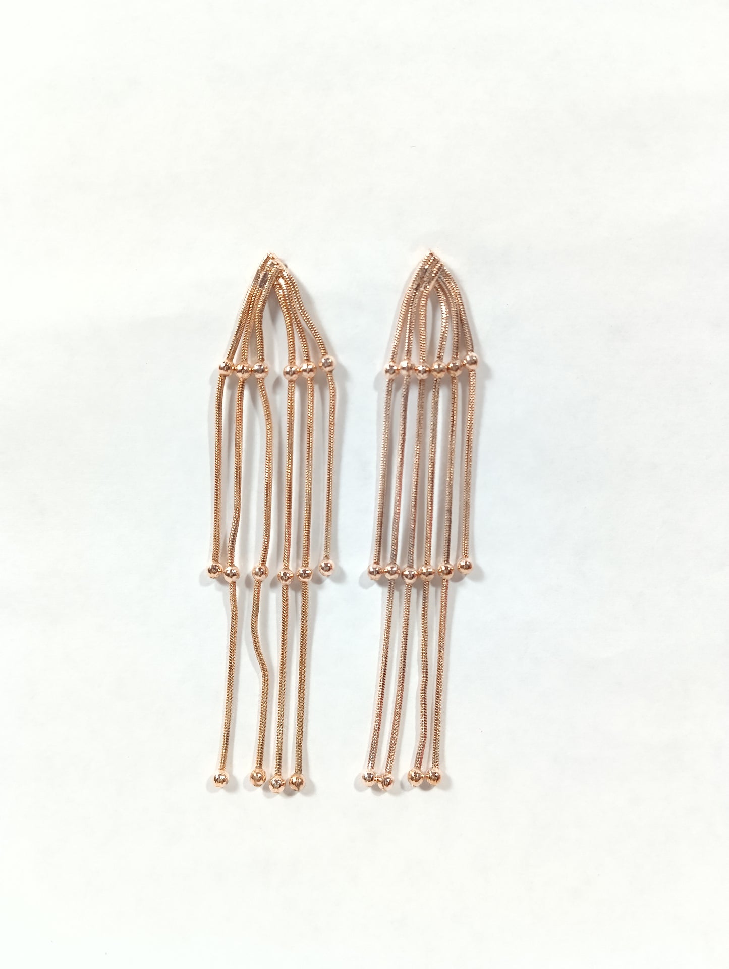 Rose Gold Multi-Strand Chain Drop Earrings – Elegant Lightweight Dangler