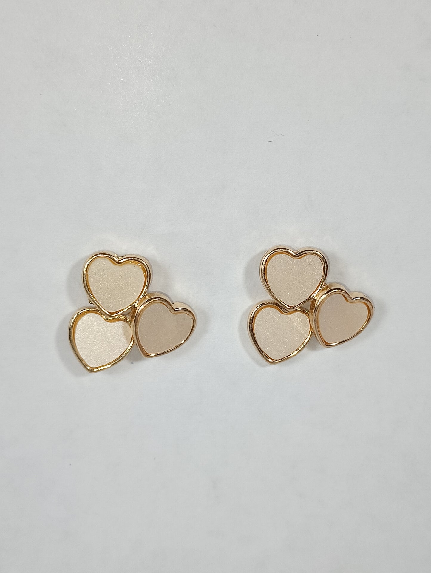 Triple Heart Stud Earrings – Cute Minimalist Gold-Tone Earrings for Girls & Women