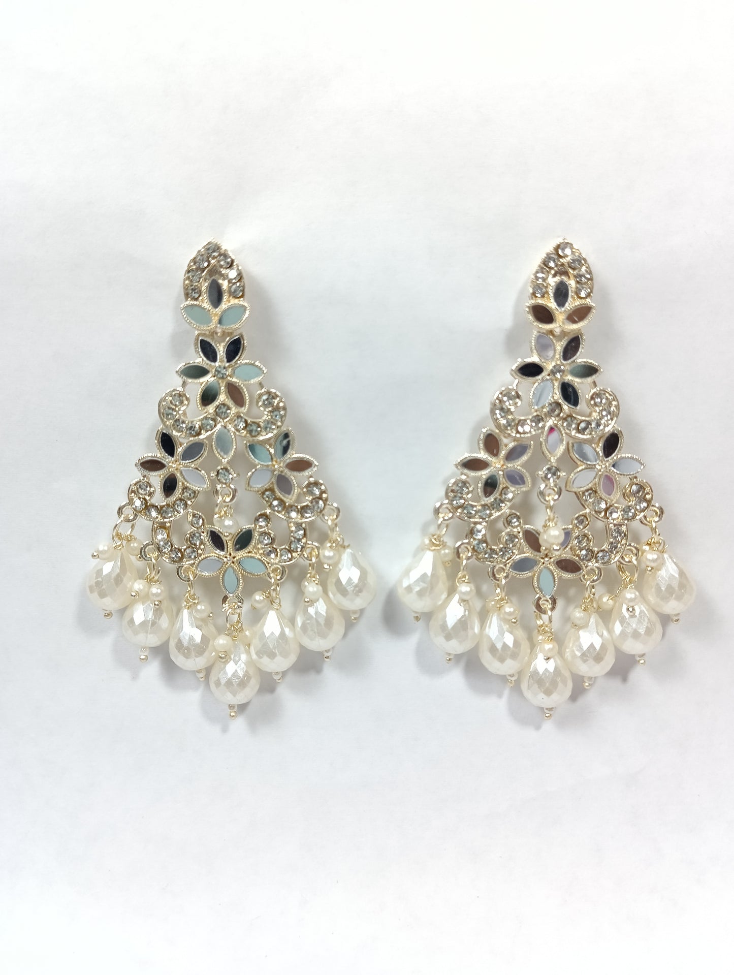 Floral  Pearl Drop Earrings – Gold-Plated Traditional Enamel Jhumki