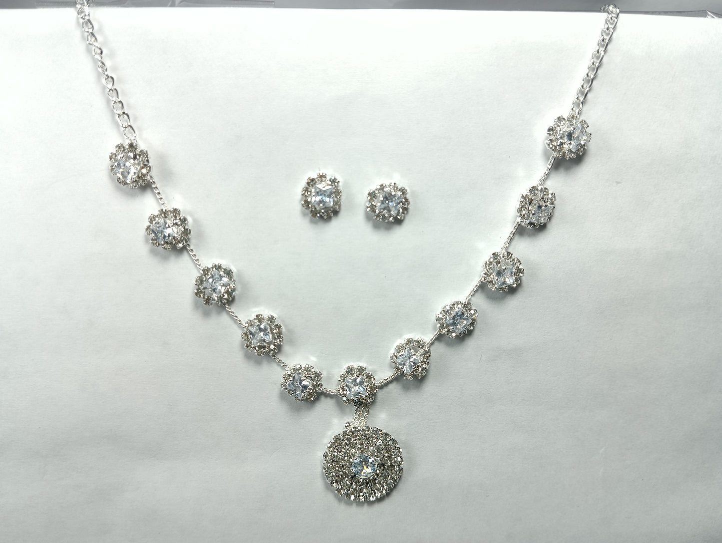 Rose Gold-Plated American Diamond Necklace Set with Earrings – Bridal & Festive Wear Jewellery for Women