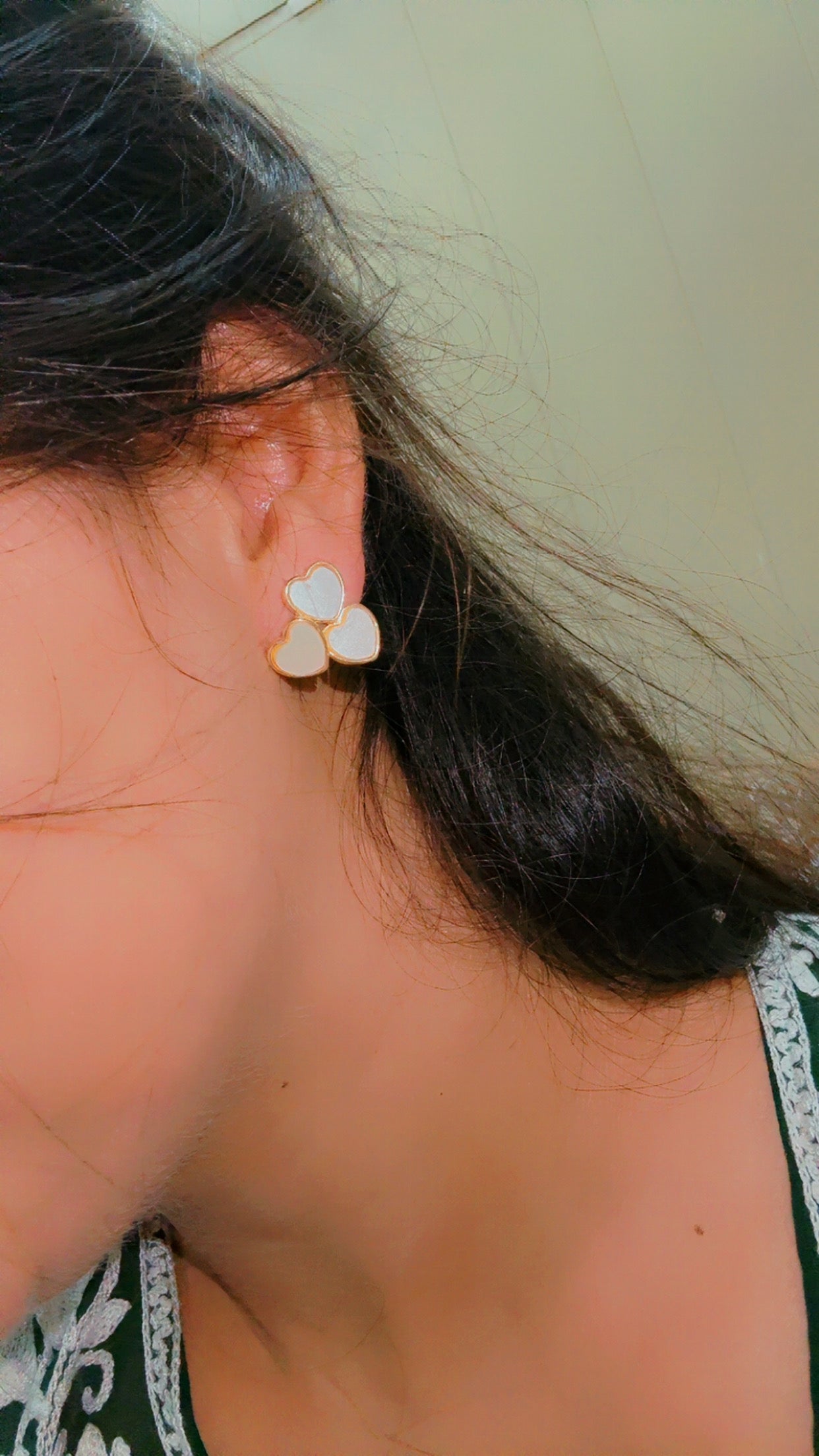 Triple Heart Stud Earrings – Cute Minimalist Gold-Tone Earrings for Girls & Women