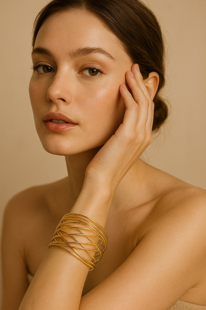 Elegant Spiral Open Cuff Bracelet – Anti-Tarnish Finish | Kirti’sGem